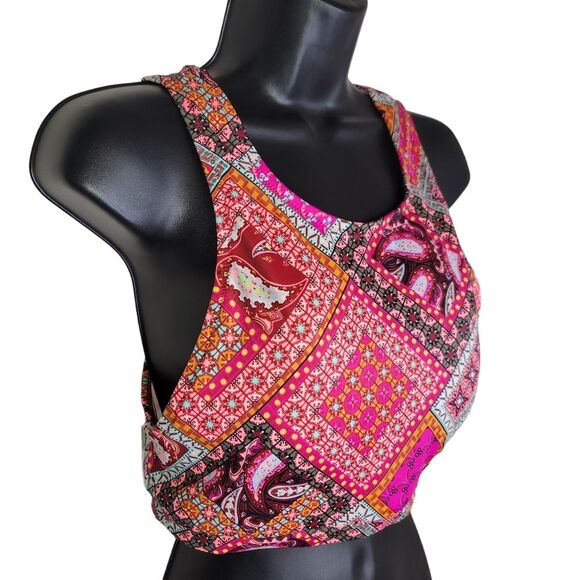 Victoria's Secret High Neck patchwork Boho Bikini Top Size Large - Picture 2 of 7